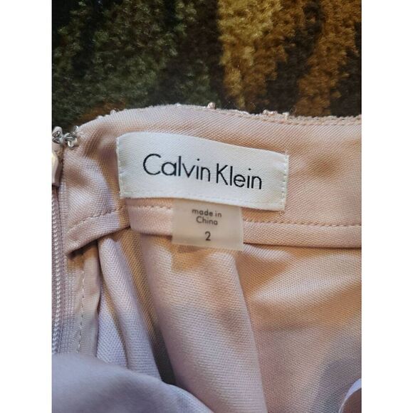 Calvin Klein Dress Women's 2 Blush Fluted Lace Sheath Floral Mini Formal - Picture 4 of 6